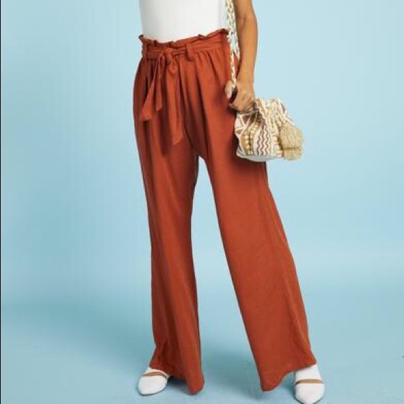 rust colored high waisted pants